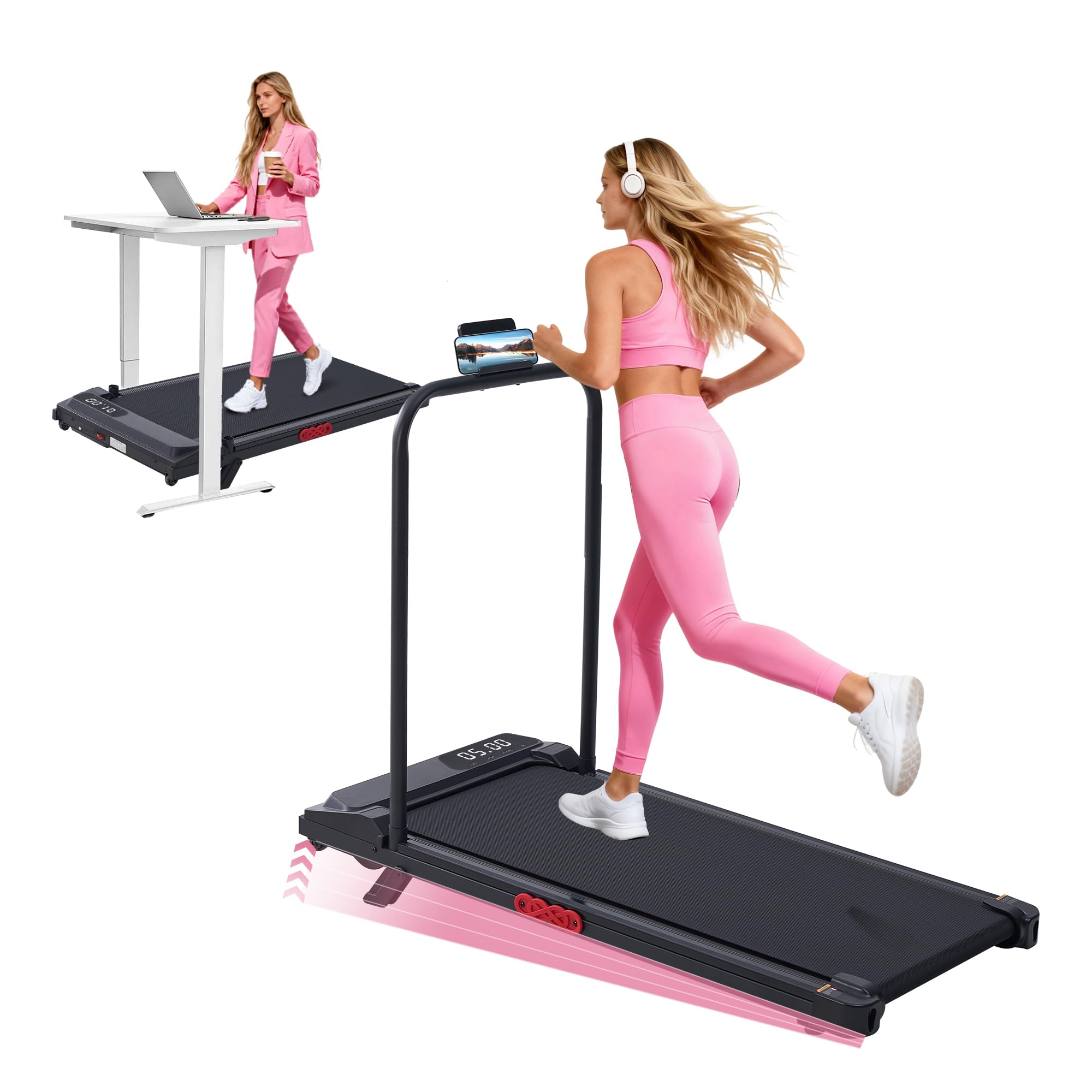 Walking Pad with Incline and Handle Bar, 2026 Upgrade Electric Small Walking Pad