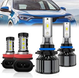 Led Headlights Fit For Toyota RAV4 2016-2018 Headlight Bulbs,9012 High/Low Beam + h11 Fog Light 6000K White Light Headlamp Bulbs,Plug And Play,Pack of 4 (Toyota RAV4 2016-2018)