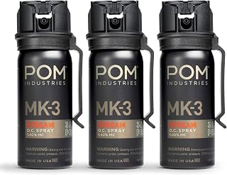 POM MK3 Pepper Spray, Belt Clip Model, Maximum Police Strength OC with UV Marking Dye, Quick Flip Top Safety, 360° Performance At Any Angle, Powerful Accurate Stream, 18 ft Range, 1.8 fl oz