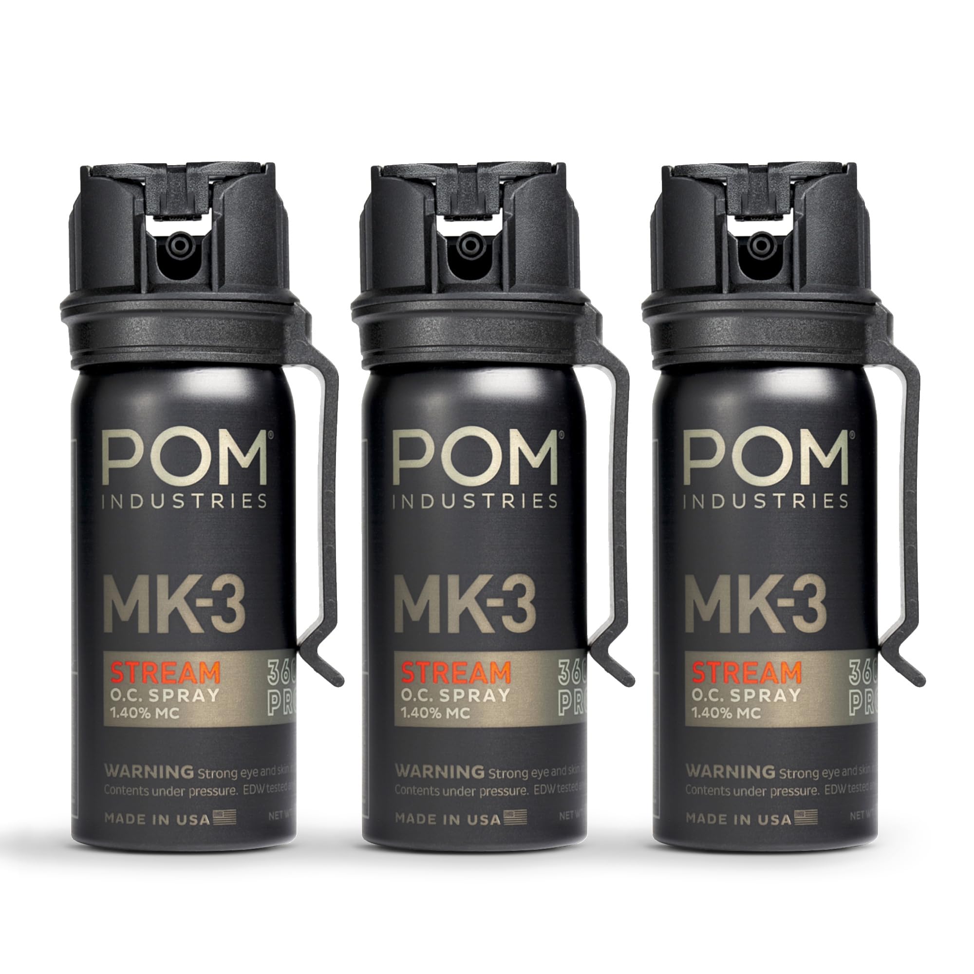 POM MK3 Pepper Spray, Belt Clip Model, Maximum Police Strength OC with UV Markin