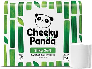 The Cheeky Panda Bamboo Toilet Paper 3-Ply Bulk Pack | 24 Rolls x 200 Sheets | Toilet Paper Plastic-Free Packed | Eco Toilet Paper