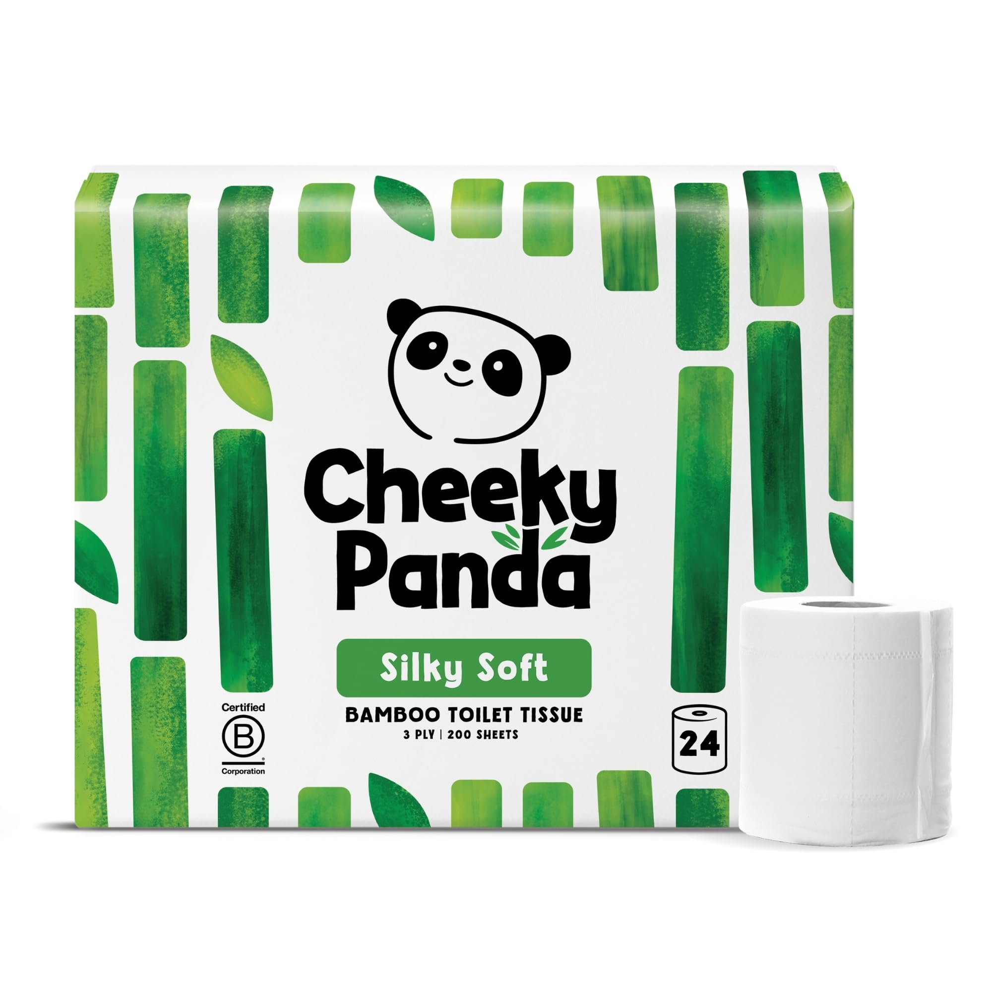 The Cheeky Panda Bamboo Toilet Paper 3-Ply Bulk Pack | 24 Rolls x 200 Sheets | T