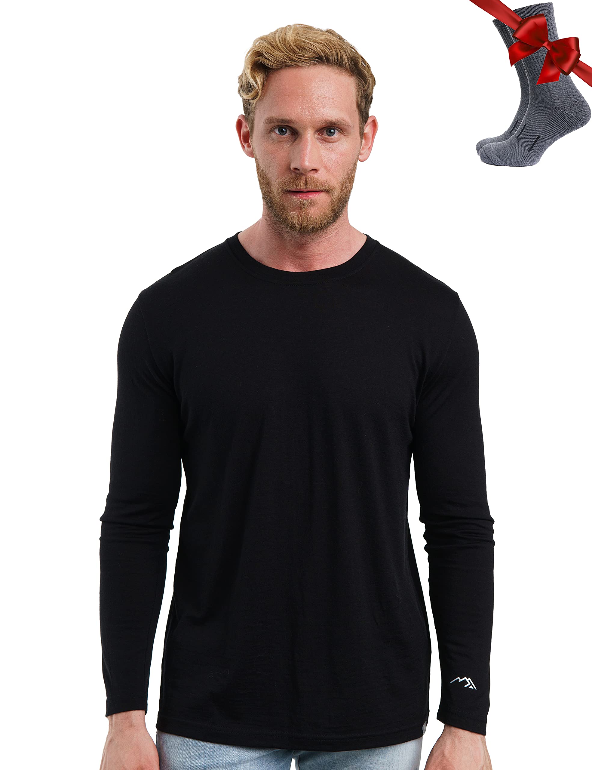 100% Merino Men's Long-Sleeved Shirt - Merino Underwear Men + Wool Socks
