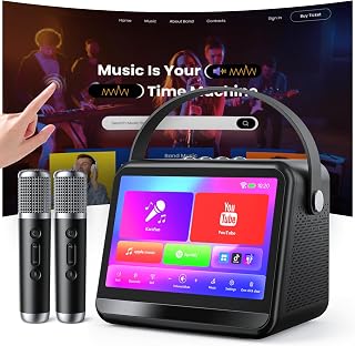 Ankuka Karaoke Machine with 2 Microphones, Karaoke Machine for Adults with Lyrics Display Screen, Supports WiFi Bluetooth USB and TF, Portable Karaoke for Home Party Family Gathering