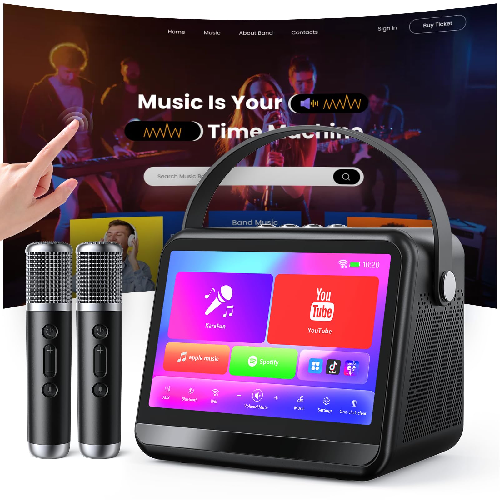 Ankuka Karaoke Machine with 2 Microphones, Karaoke Machine for Adults with Lyric