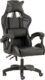 Baroni Home Gaming Chair, Ergonomic Office Chair with Adjustable Backrest, Headrest and Lumbar Support, Black
