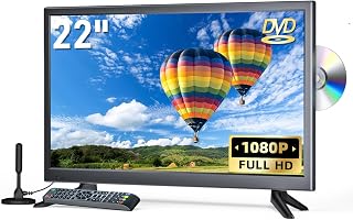Erasiny 22 Inch TV with DVD Player Built-in, 1080P Full HD Small Flat Screen with DVD, HDMI, USB, AV Inputs, TV DVD Combo for RV, Kitchen, Bedroom, Office