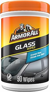 Armor All Car Glass Wipes, Auto Glass Cleaner, 90 Count | Ammonia-free window cleaner wipes safe on tinted glass; remove filmy residue, fingerprints, and bugs