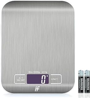 HomeFashion 5kg 1g 11lb Digital Kitchen Scales Food Scale with stainless steel Platform Electronic Cooking Backlit LCD Display Multifunction for Home and Office Use