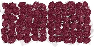 Artificial Rose Heads Dark Red Mini 2cm to 1cm Flowers for DIY Wedding Party Decoration - Pack of 72