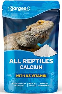 Gargeer 4oz All Reptile Calcium+D3, Phosphorus-Free, Ultrafine, Made in USA | Phosphorus-free calcium dust with D3 for all reptiles & amphibians. Unflavored micro-particles coat insects easily