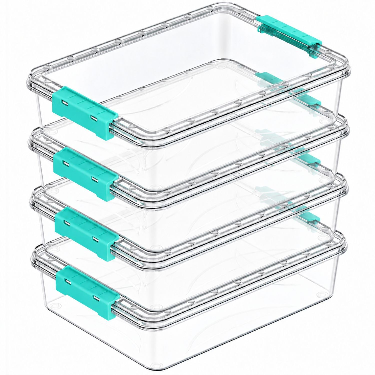 4 Pack Plastic Storage Bins with Lids,Stackable Sensory Bins,6 Qt | Containers S