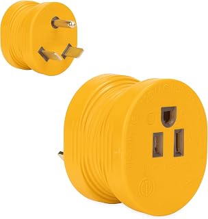Camco PowerGrip 30AM/15AF Camper/RV Electrical Adapter Features 30-Amp Male & 15-Amp Female Connections - Designed w/Non-Slip Grooves & Contoured Ends for Easy Removal - Rated for 125V/1875W (55233)