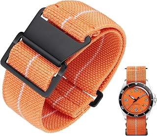 BINLUN Elastic Nylon Strap Watch Navy National Hook Closure Strap for Watch High Quality with Black Silver Buckle for Men Women 18/20/22 mm