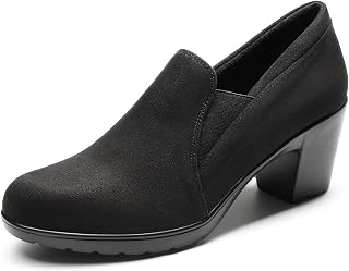 DREAM PAIRS Women's Pumps Comfort Chunky Block Heel Round Toe Classic Work Shoes Slip-on Elegant