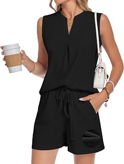 AUSELILY Women's Sleeveless Two Piece Shorts Matching Sets
