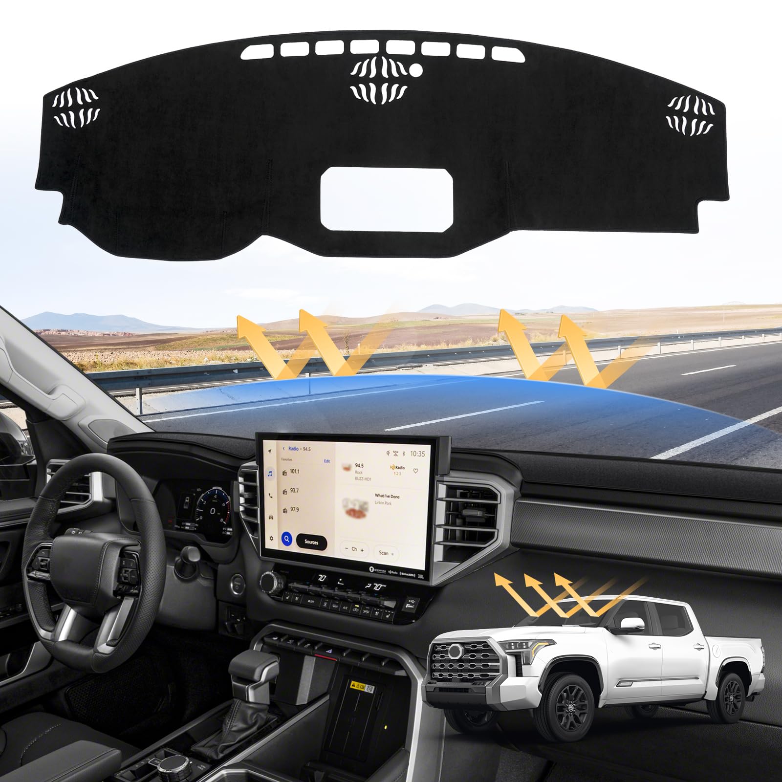 Sunsdrew Dash Cover for 2022-2025 2026 Toyota Tundra Dashboard Cover Mat | Nonsl