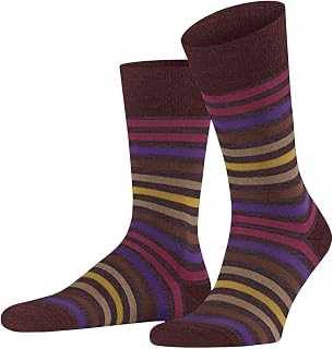 FALKE Men's Tinted Stripe Socks Breathable Climate-Regulating Odour-Neutralising Wool Cotton Patterned All-Rounder Warm For Dress Casual Business Looks 1 Pair