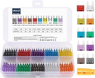 URAQT Auto Fuse, 120pcs Auto Car Mini Blade Fuses Replacement Kit, Auto Cars Mini Micro Fuses with Storage Case and Fuse Clip, 10 Types(2A 3A 5A 7.5A 10A 15A 20A 25A 30A 35A)
