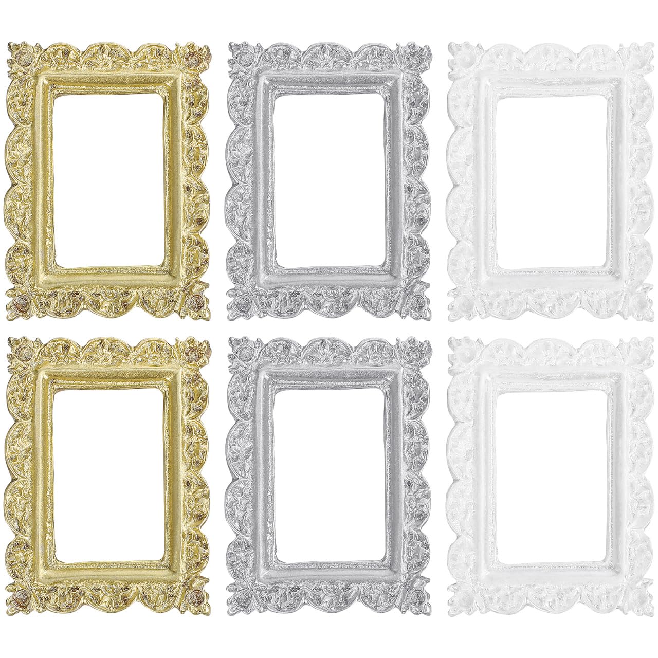 6Pcs Mini Vintage Resin Photo Frame for Phone Case Decoration Dollhouse Mini Pho