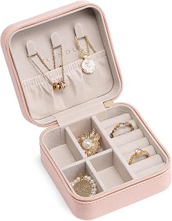 VLANDO Travel Jewelry Case, Compact Design, Necklace Hook, Anti-Tangle | Removable Dividers, Waterproof PU Leather, Scratch-Resistant Lining, Portable Storage for Rings, Earrings, Necklace, Bracelet