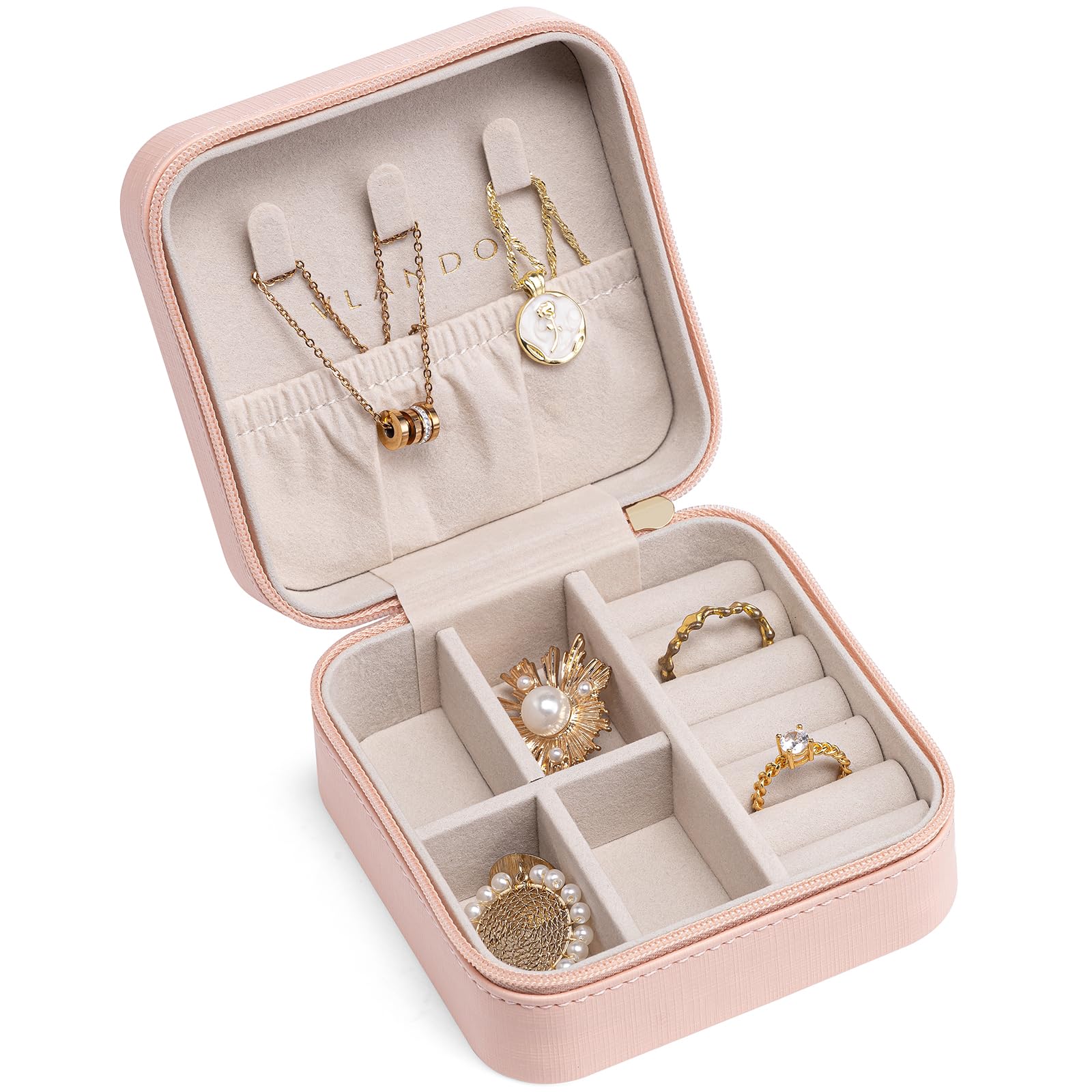 VLANDO Travel Jewelry Case, Compact Design, Necklace Hook, Anti-Tangle | Removab