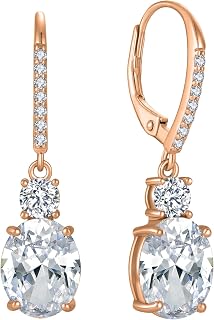 FJ Dangle Drop Earrings 925 Sterling Silver Birthstone Jewelry for Women