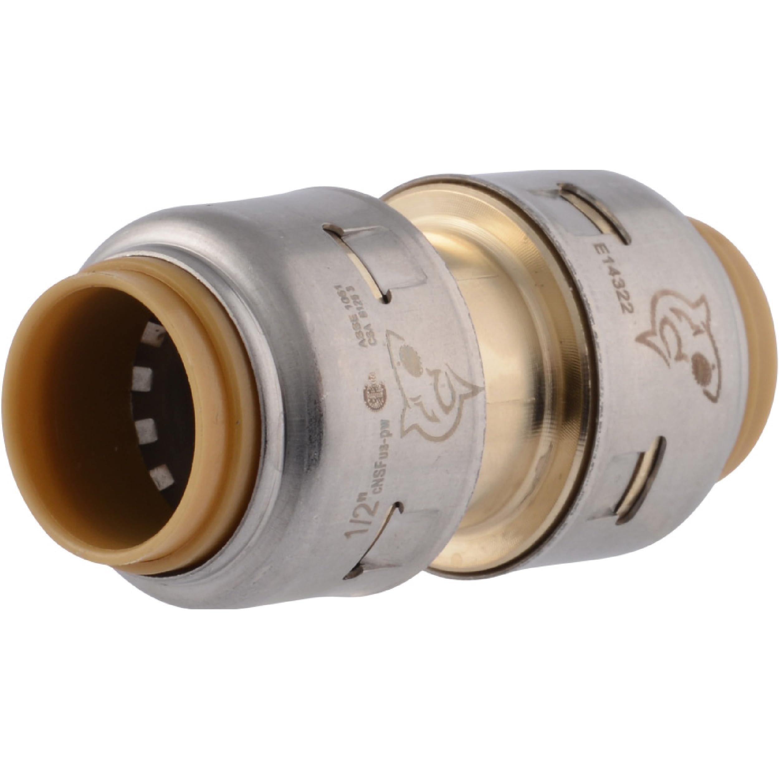 SharkBite Max 1/2 Inch Coupling, Push to Connect Brass Plumbing Fitting, PEX Pip