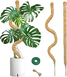 SYCARON Bendable Moss Pole, 2Pcs 31.5 Inches Plant Support Monstera | Moss Pole Plant Support Monstera Plant Support Stakes for Small Climbing Plants, Indoor/Outdoor Plants Growth