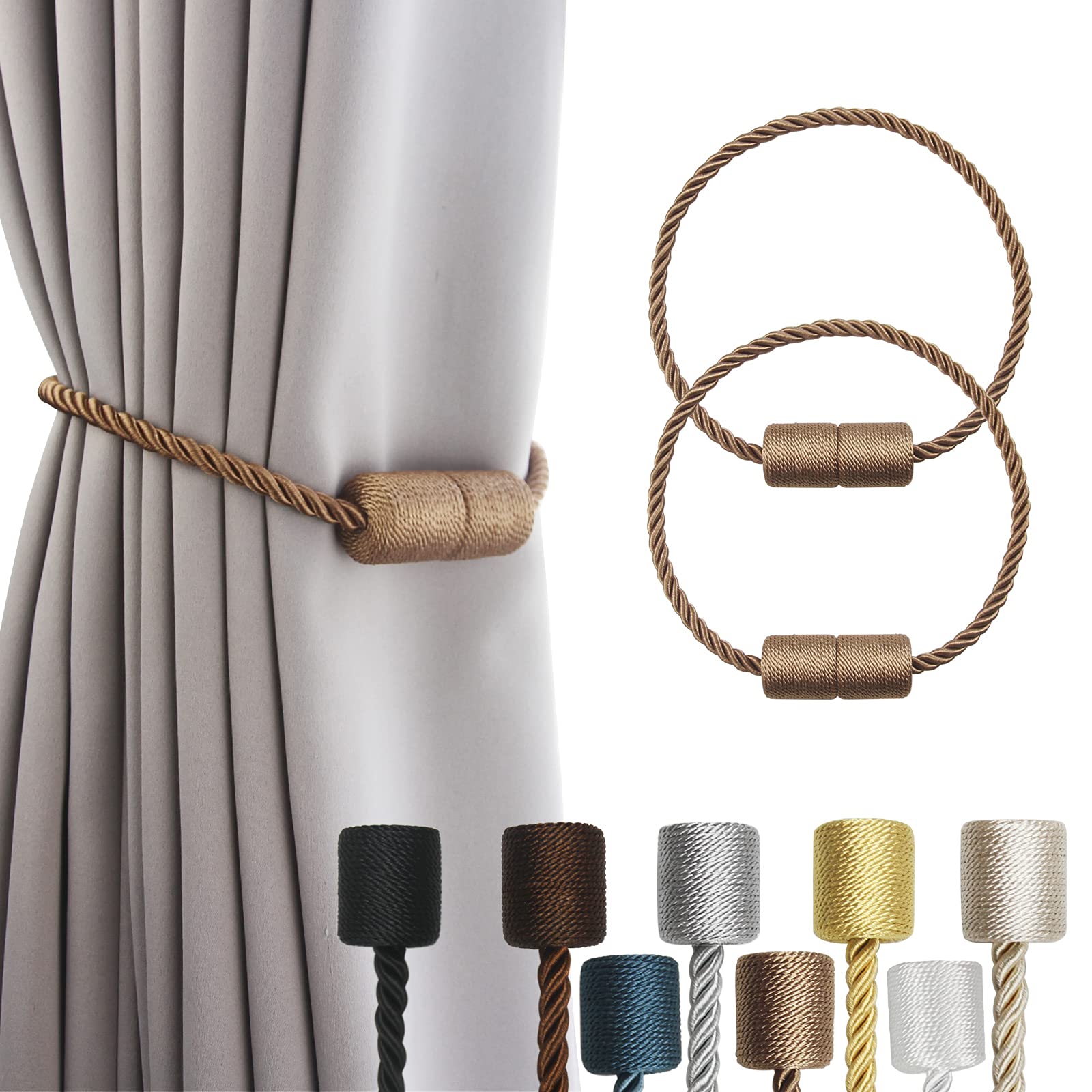 Magnetic Curtain Tiebacks Holdbacks Decorative Tie Backs for Windows Porlau | 2 