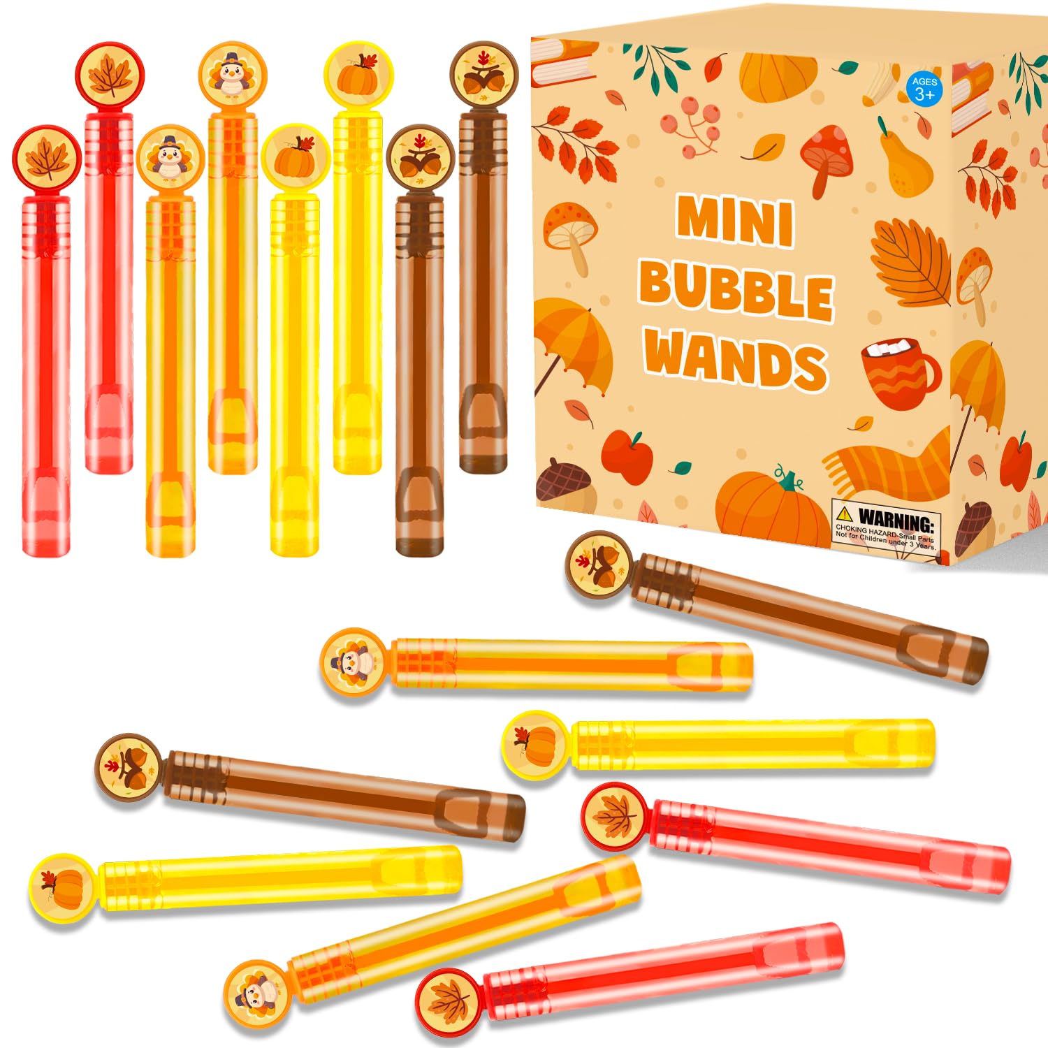 Fall Mini Bubbles Party Favors for Kids 20-64Pack, Thanksgiving Toys Gifts Prize