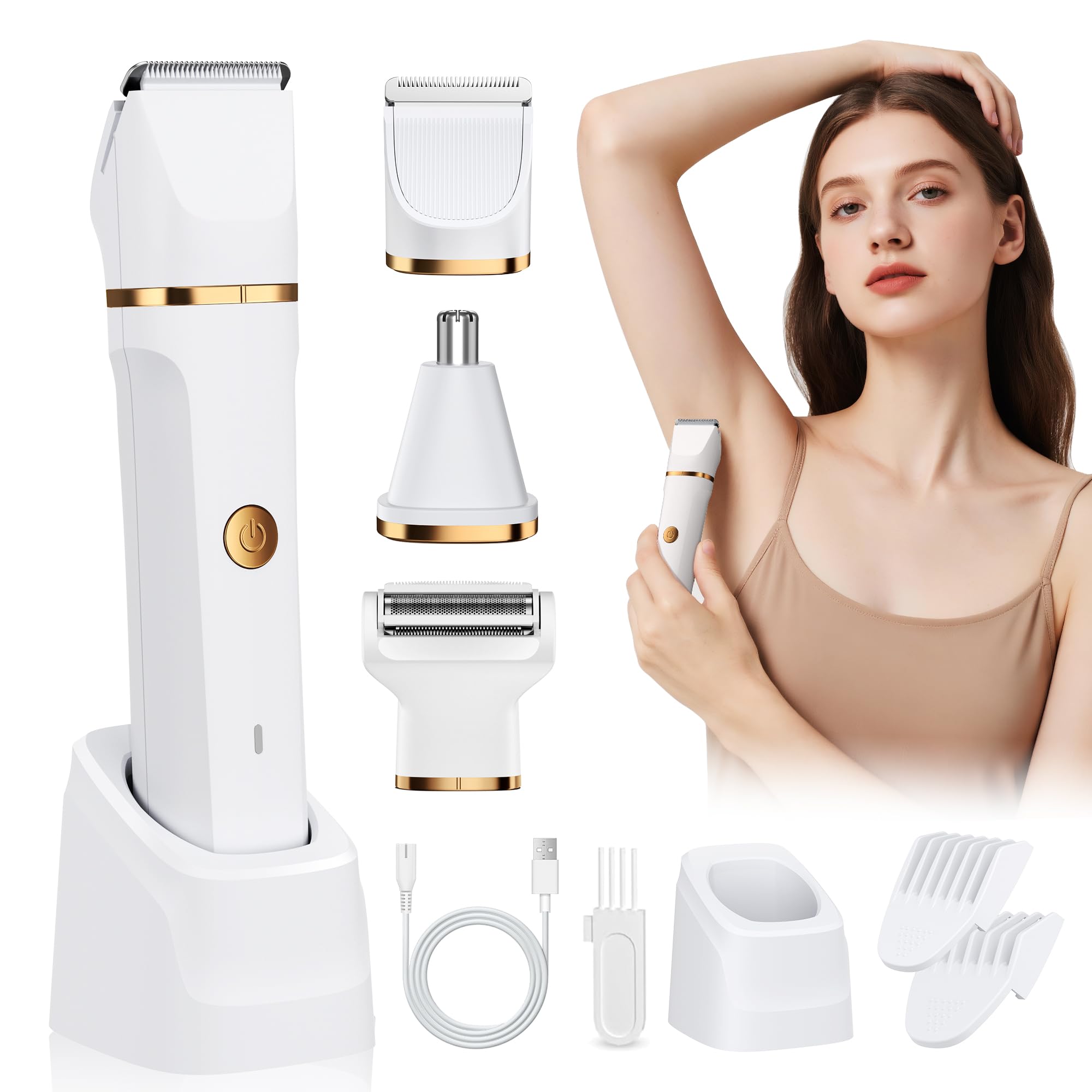 Lady Shavers for Women 3-in-1,Bikini Trimmer Woman IPX7 Waterproof,Nose Trimmer 