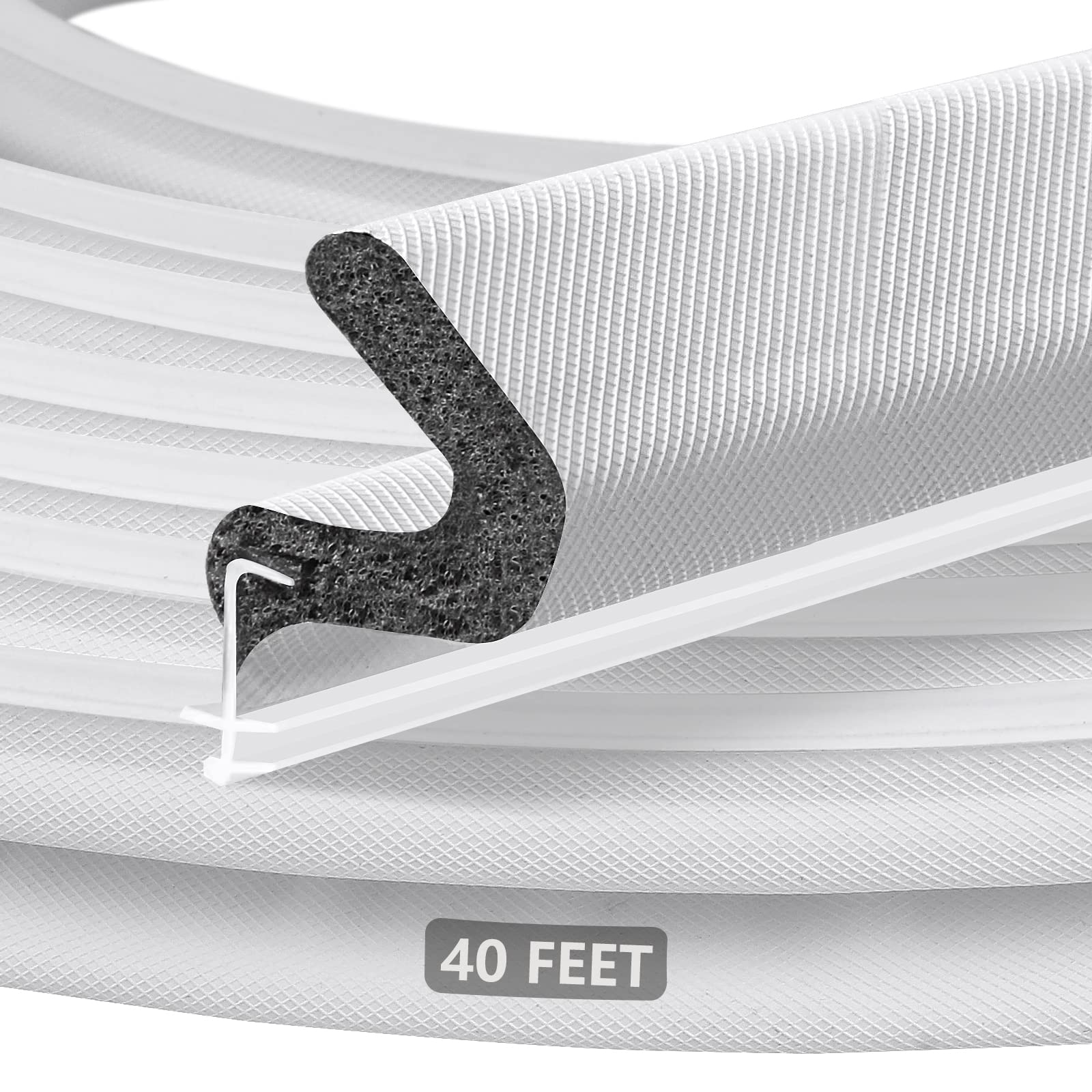 Litaibai 40 ft Kerf Weather Stripping Door Seal for Exterior Doors, White | Push
