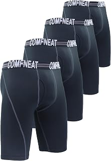 Comfneat Men's 4-Pack 9" Long Leg Boxer Briefs Sports Performance Underwear