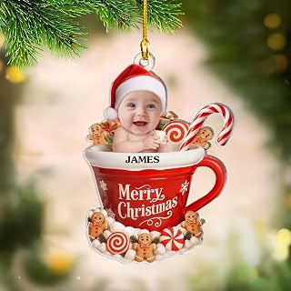 Personalized Baby Photo Gingerbread Ornaments, Baby's First Christmas Ornament, Custom Baby Face Christmas Keepsake, Gift for Kids or New Parents, Christmas Kids Gifts Tree Hanging Decor