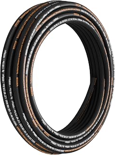 VEVOR Hydraulic Hose 1/2 Inch x 100 Ft 4000 PSI Working Pressure | Bulk Flexible Coiled Rubber Oil Hose, with Dual High-Tensile Steel Wire Braids, Weather-Resistant from -20°C to 140°C