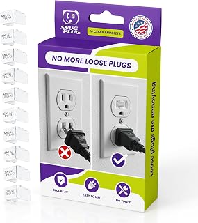 Loose Outlet Plug Fix | Snug Plug Outlet Tightener| Clear | 10 Pack | Loose plug outlet insert gives power cords a snug, secure fit to help keep plugs in place without slipping or falling out