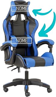 Baroni Home Customisable Gaming Chair, Ergonomic Office Chair with Adjustable Backrest, Headrest and Lumbar Support, Blue