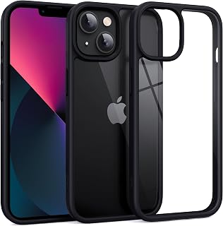 Supdeal Shockproof Clear Case for iPhone 13, [Not Yellowing] [10FT Military Drop Protection] Hard Clear Back Four Corner Airbags Drop Protection Phone Cover, 6.1 inch, Black
