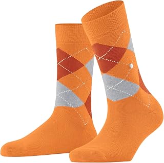 Burlington Women's Queen Socks Breathable Cotton Reinforced Soft Flat Seam For Pressure-Free Toes Trendy Argyle Pattern 1 Pair
