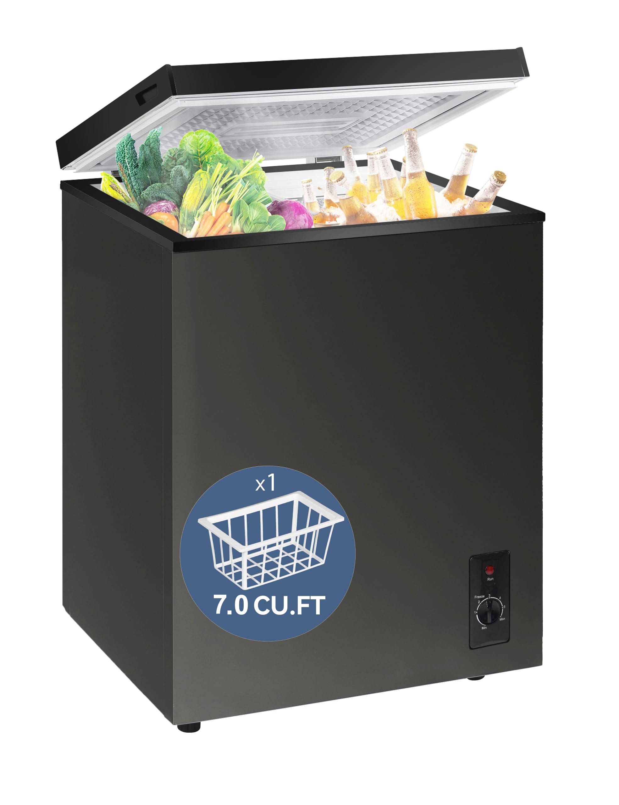 7.0 Cu Ft Chest Freezer - Energy Saving Quiet Top Open Door Mini Freezer Adjusta