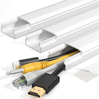 Yecaye TV Cord Hider, 42in Cord Cover Wall Mounted, W1.18in H0.6in, White | Large Cable Hider, Wire Covers for 4 Cords, Cable Raceway Wire Hiders for TV on Wall, Cable Cover Cord Concealer