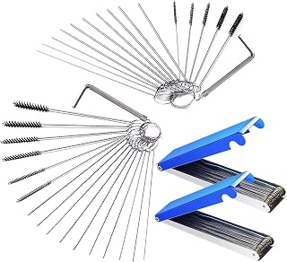 60-Piece Carburetor Cleaning Brush &amp; Dirt Jet Cleaner Tool Kit, Micro Wire Needles with Aluminum Carrying Case &amp; Hex Wrenches for Small Engine Repair, Motorcycle, ATV, Weed Eater and Airbrush