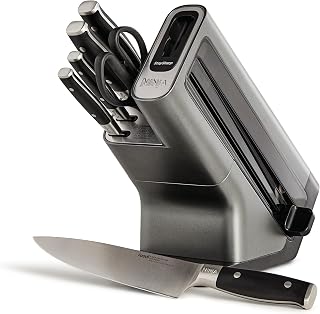 Ninja Foodi StaySharp 6-Piece Knife Block Set, Stainless Steel, K32006UK | Built-in Sharpener, 5 Knives (Chef, Bread, Slicing, Utility, Paring) and Kitchen & Herb Scissors.