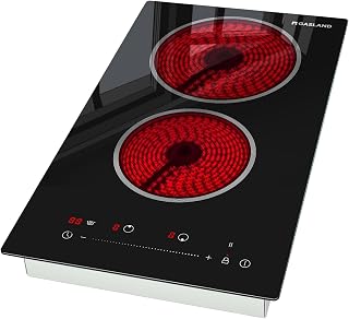 GASLAND 12 Inch 2 Burner Electric Cooktop, ETL Certified, 220V Built-in | 3000W Heating, 16 Power Levels, Slide Touch Control, Timer & Keep Warm, Ideal for Small Kitchens