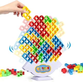 64 Pcs Tetra Tower Game | Stack Attack Game | Tetris Tower Game for Kids & Adult & Family | Balance Game | Board Game & Puzzle Game | Fun Game, Educational Family Games for Coordination & Creativity