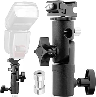 Anwenk Camera Flash Speedlite Mount Swivel Light Stand Bracket with Umbrella Reflector Holder for Camera DSLR Nikon Canon Pentax Olympus and Other DSLR Flashes Studio Light LED Light, 1Pack