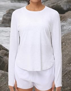 Women's Long Sleeve Workout Shirt Lightweight Cotton Running Yoga Tops with Thumb Holes