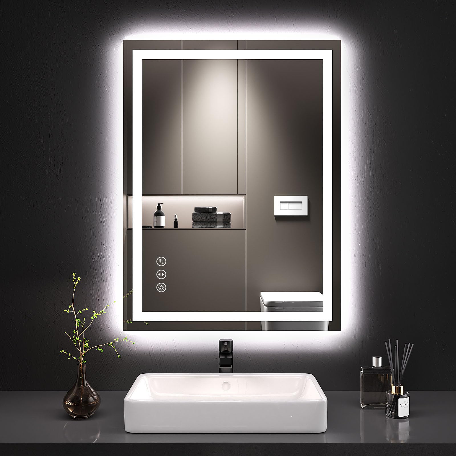 LOAAO 24"X32" LED Bathroom Mirror with Lights, UL Listed | Anti-Fog, Dimmable, 3