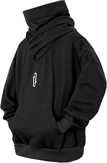 Men's Turtleneck Hoodie, Fleece-Lined, Large Size, Long Sleeve, Pullover, Sweatshirt, Casual, Street Style, Autumn, Winter Clothes